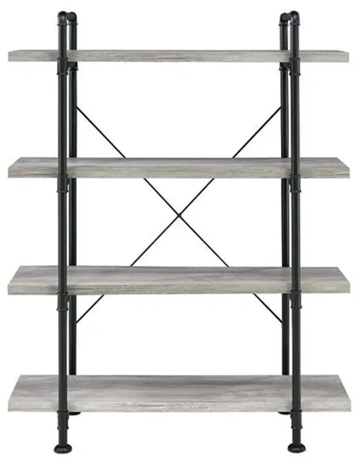 Coaster Delray 56 Inch 4-Shelf Bookshelf Grey Driftwood & Black