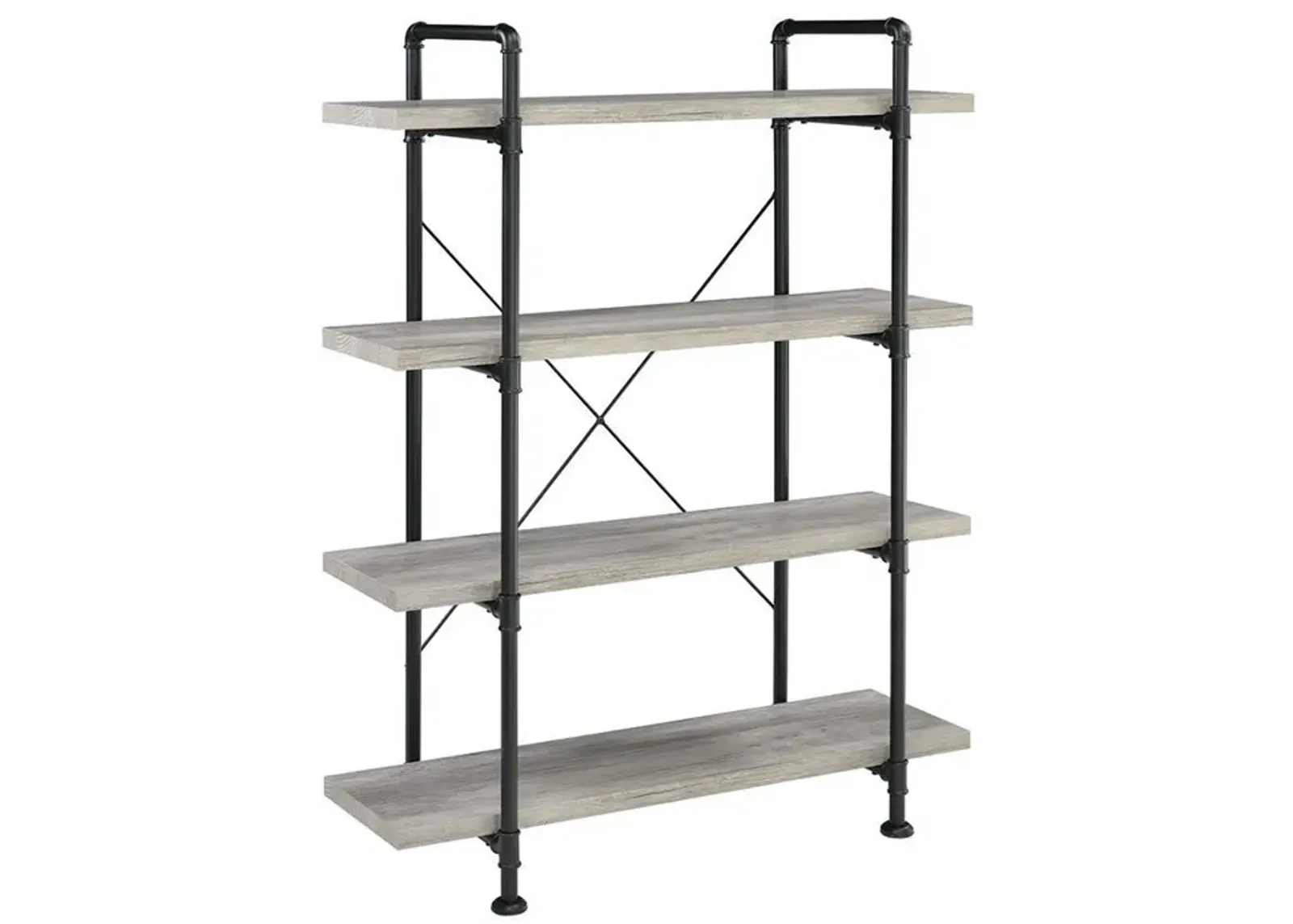 Coaster Delray 56 Inch 4-Shelf Bookshelf Grey Driftwood & Black