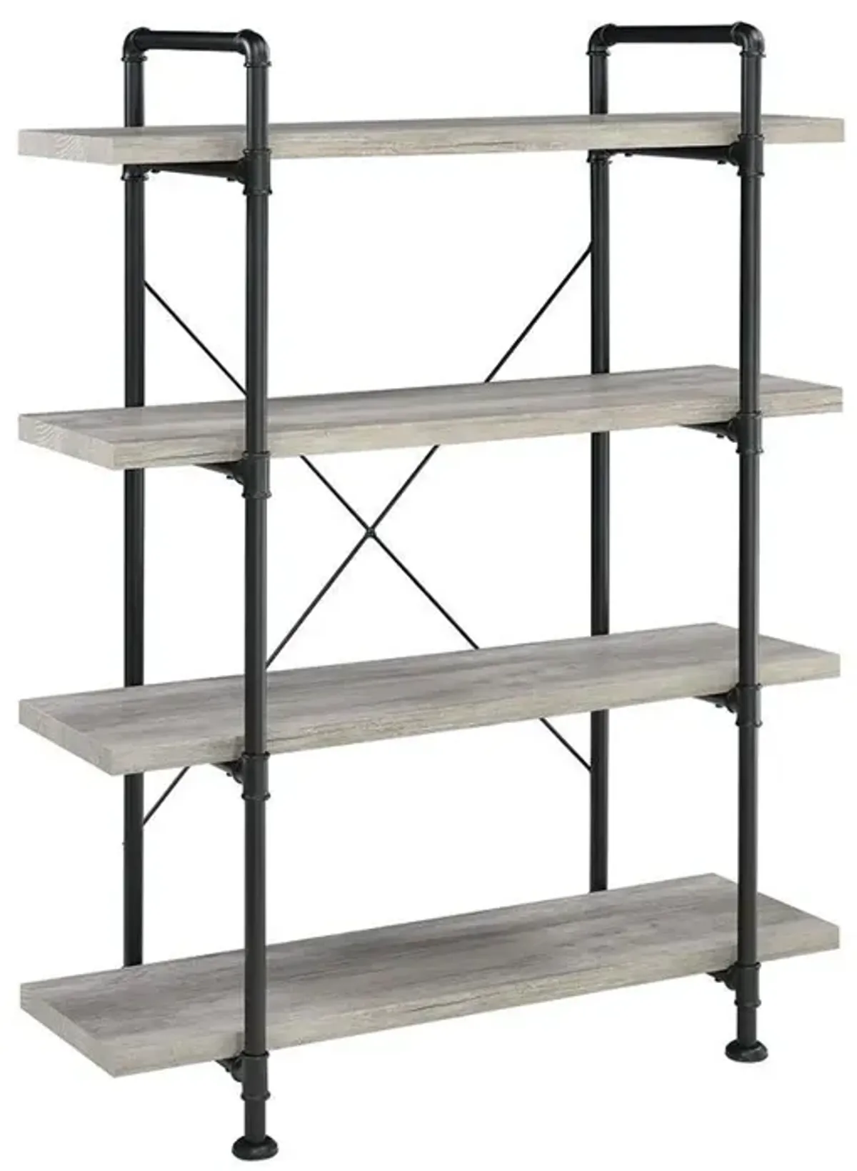 Coaster Delray 56 Inch 4-Shelf Bookshelf Grey Driftwood & Black