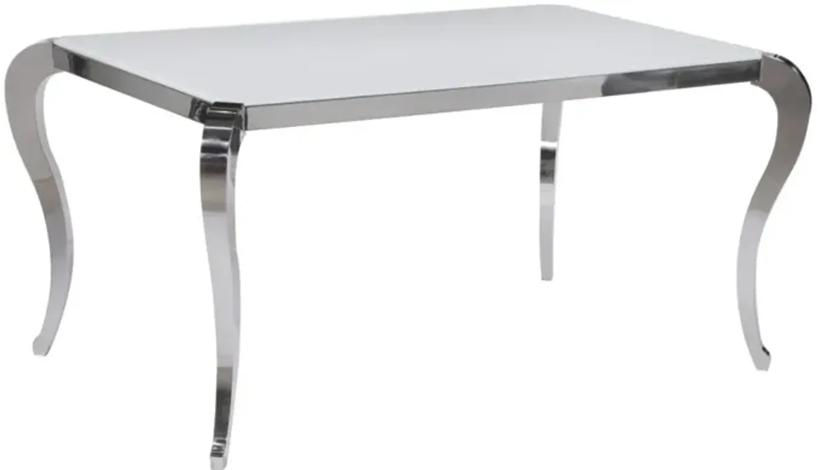 Chintaly Teresa Starphire Glass Top Dining Table with Cabriole Steel Base