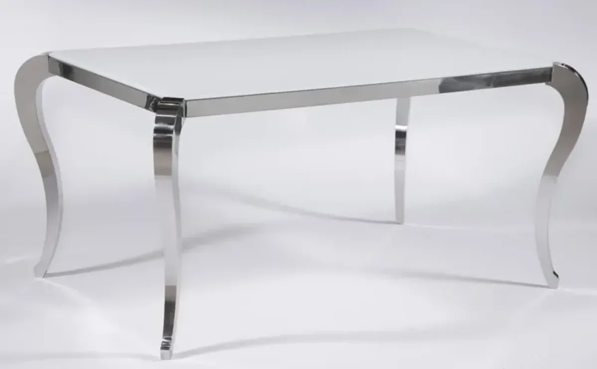 Chintaly Teresa Starphire Glass Top Dining Table with Cabriole Steel Base