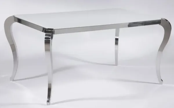 Chintaly Teresa Starphire Glass Top Dining Table with Cabriole Steel Base