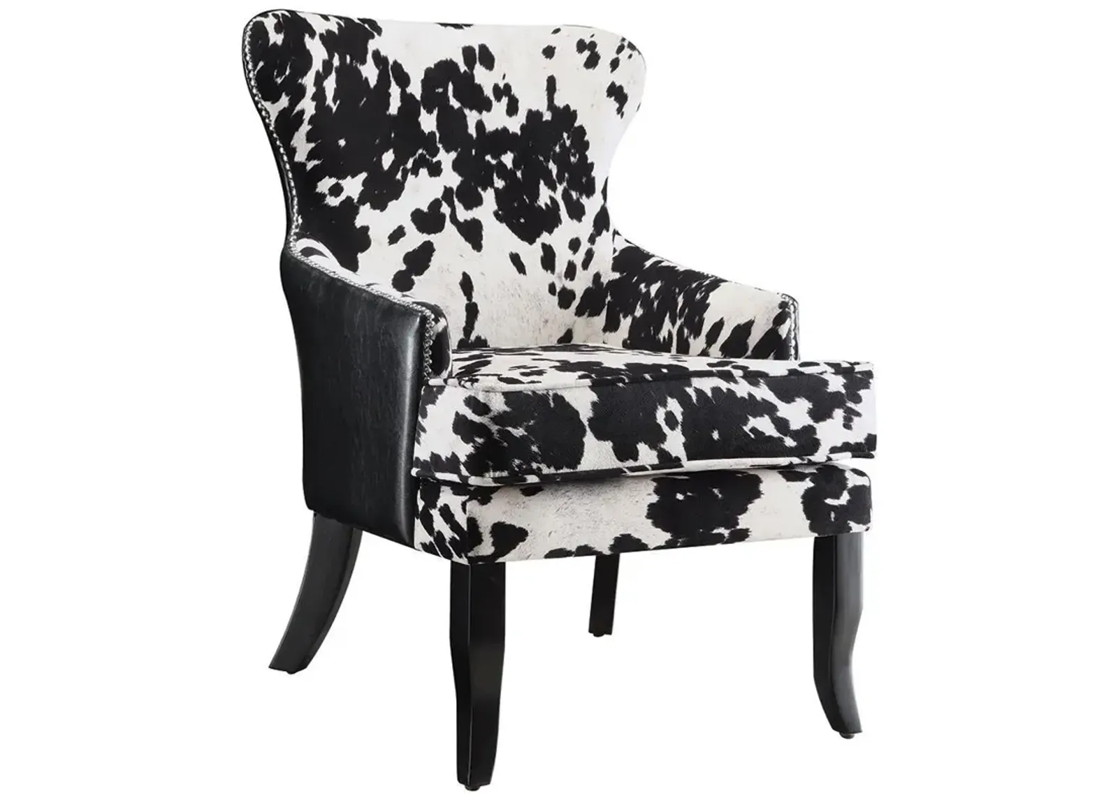 ACCENT CHAIR BLACK/WHITE COW PATTERN CAPPUCCINO