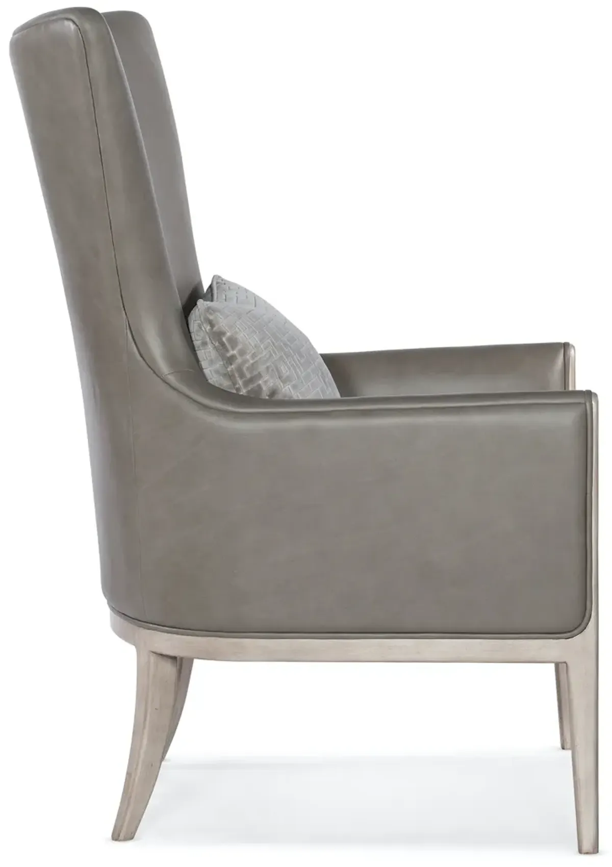 Hooker Furniture Kyndall Guiltless Grey Club Leather Chair with Accent Pillow