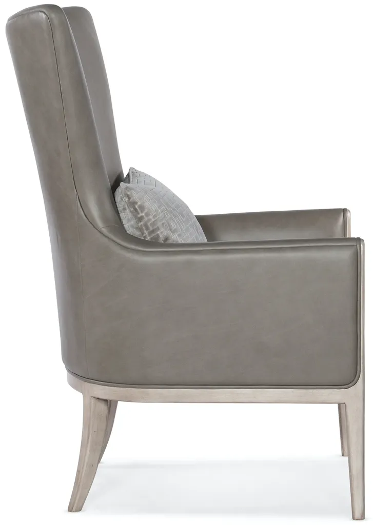 KYNDALL GUILTLESS GREY CLUB LEATHER CHAIR WITH ACCENT PILLOW