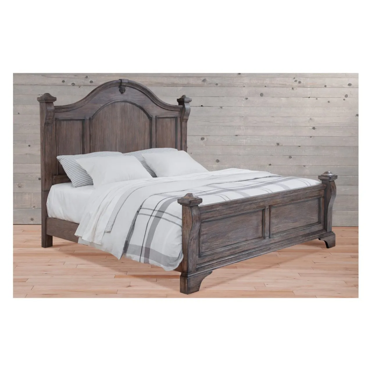 HEIRLOOM RUSTIC CHARCOAL 3-PIECES BEDROOM SET - QUEEN BED, DRESSER & MIRROR