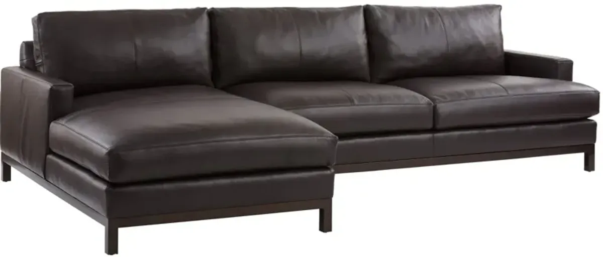 Barclay Butera Upholstery by Barclay Butera Horizon 110 Inch Traditional Leather Left Facing Sectional Brown