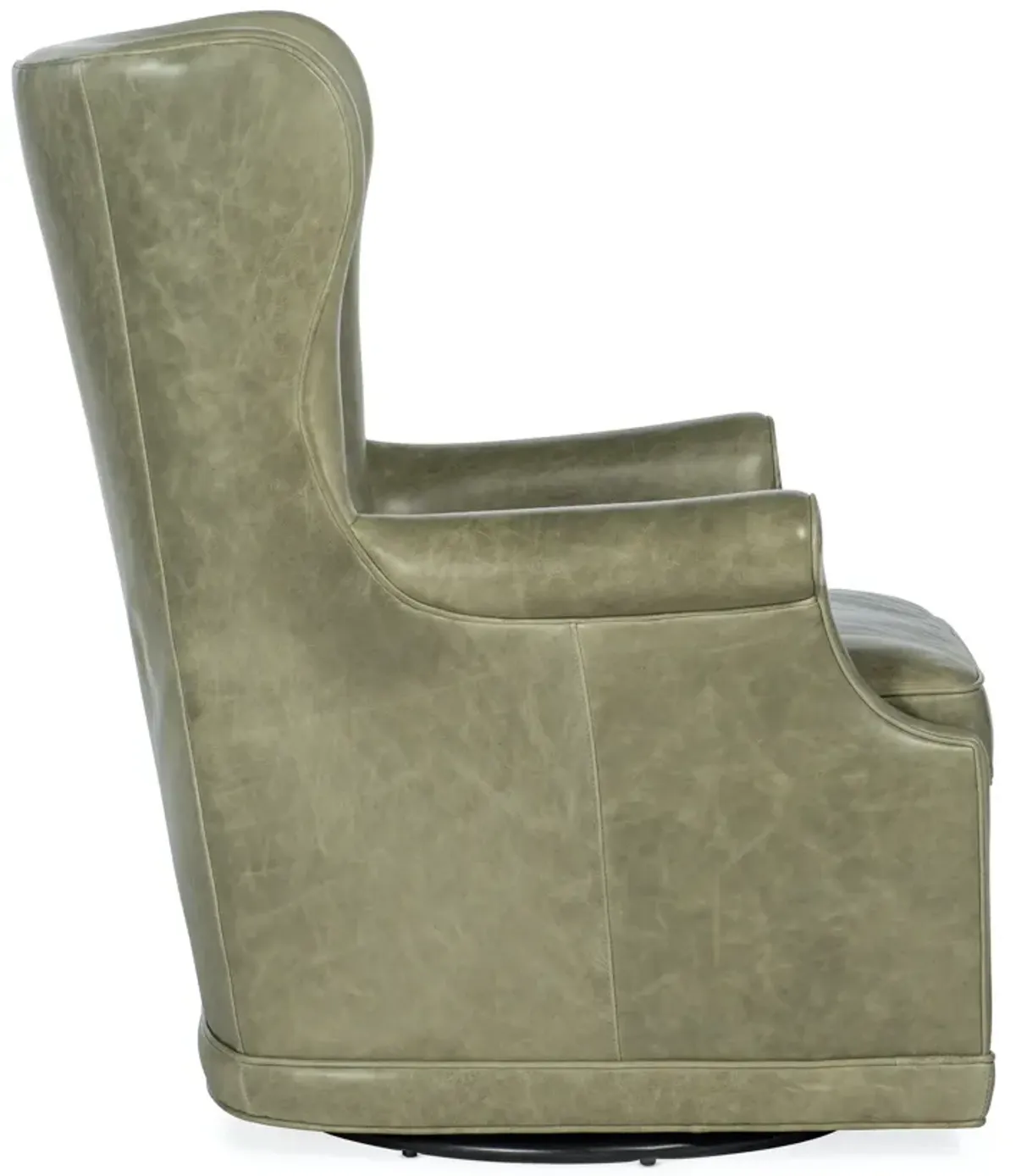 Hooker Furniture Mai Wing Bellaire Tranquil Sage Swivel Club Leather Chair