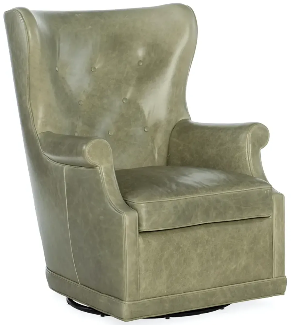 Hooker Furniture Mai Wing Bellaire Tranquil Sage Swivel Club Leather Chair