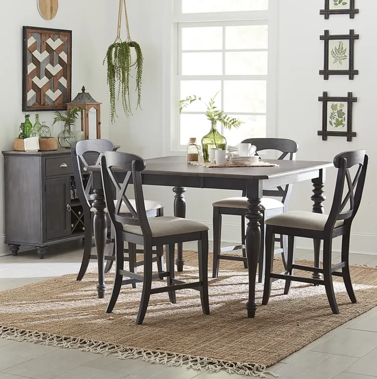 Liberty Furniture Ocean Isle 5-Piece Grey/Slate/Weathered Pine Casual Dining Table Set