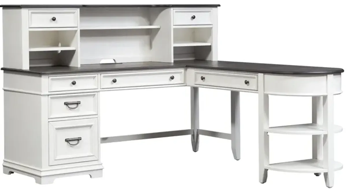 Liberty Furniture Allyson Park Wire Brushed White L Shaped Desk Set