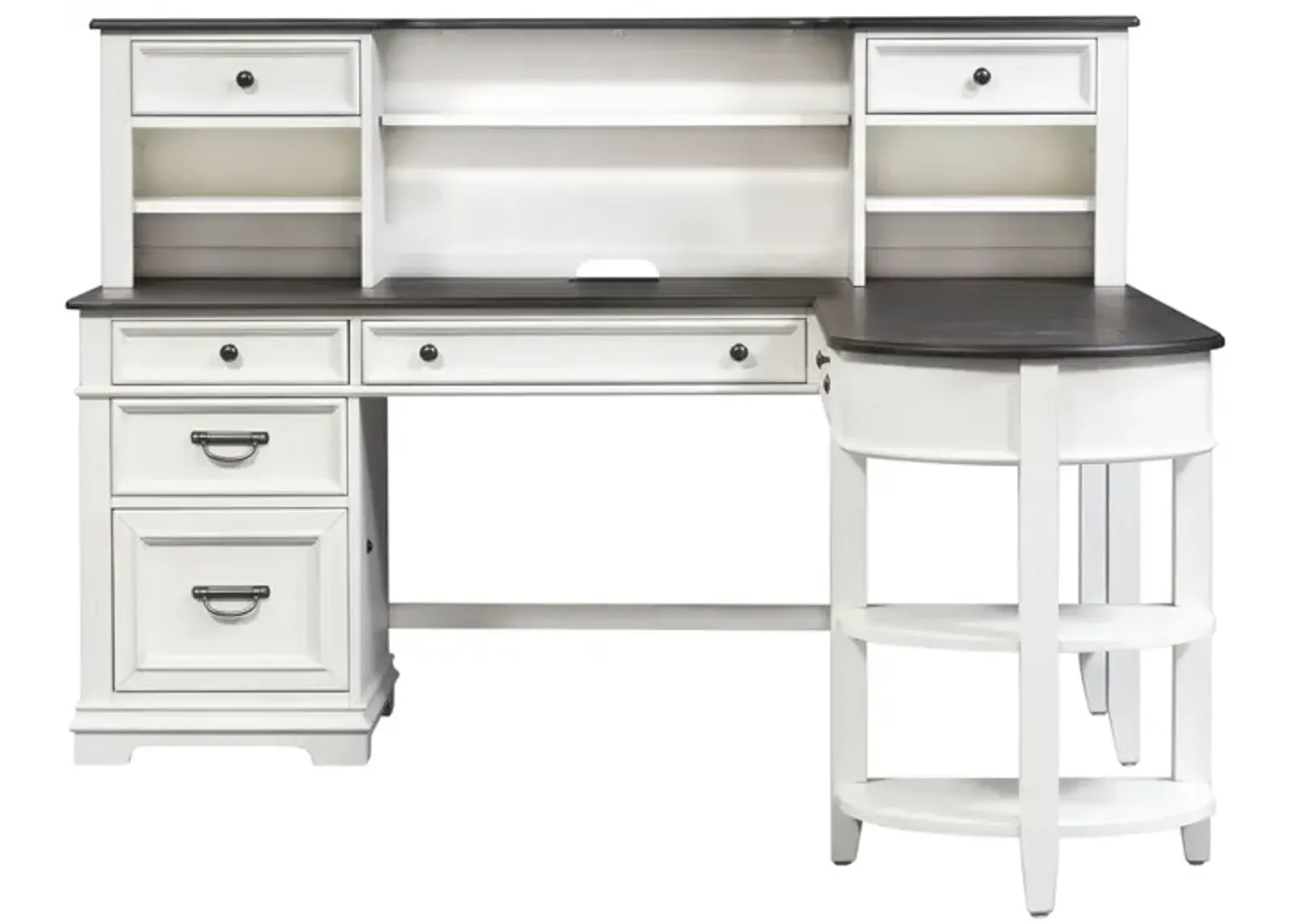 Liberty Furniture Allyson Park Wire Brushed White L Shaped Desk Set