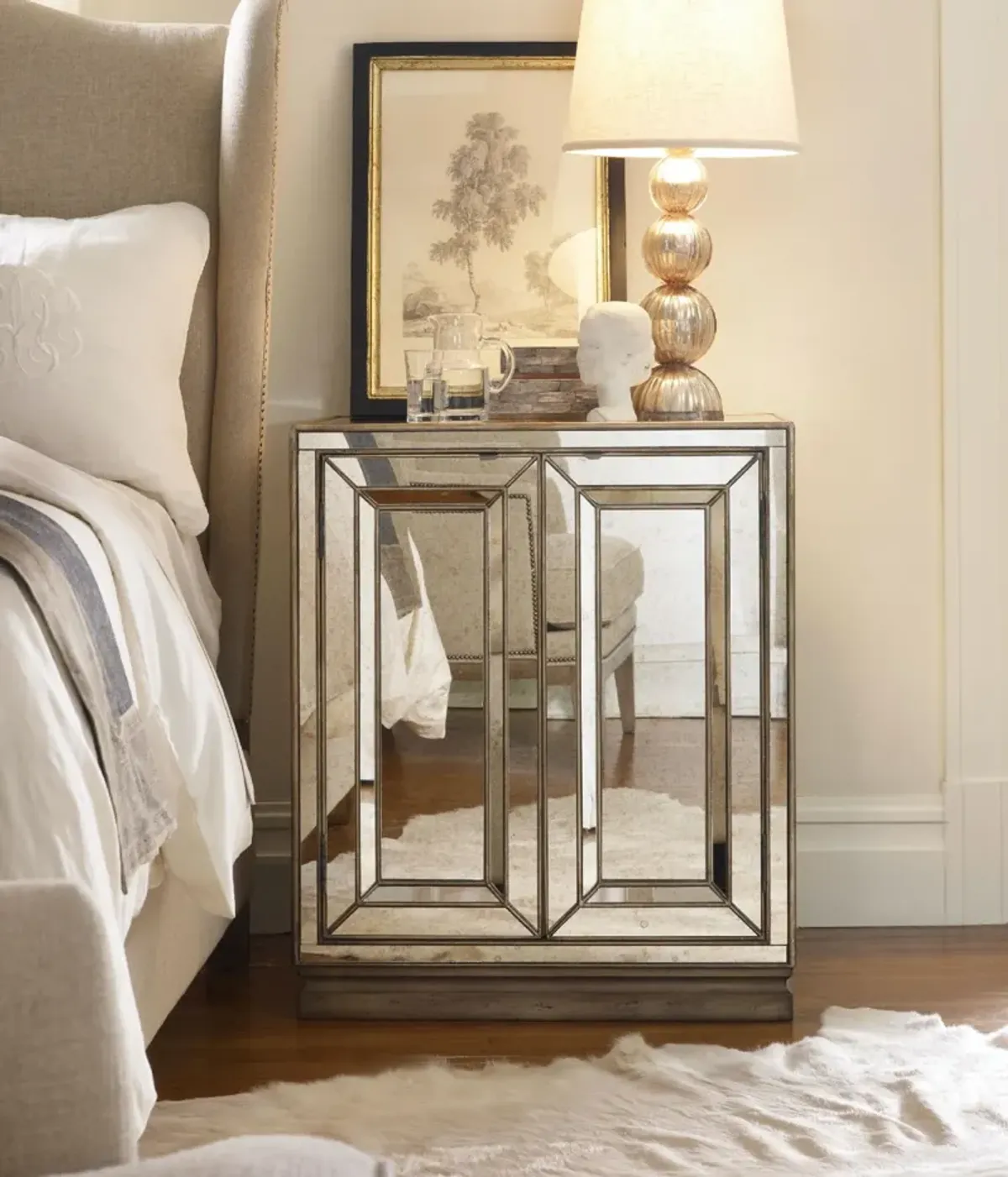 Hooker Furniture Sanctuary 2-Door Mirrored Nightstand Visage