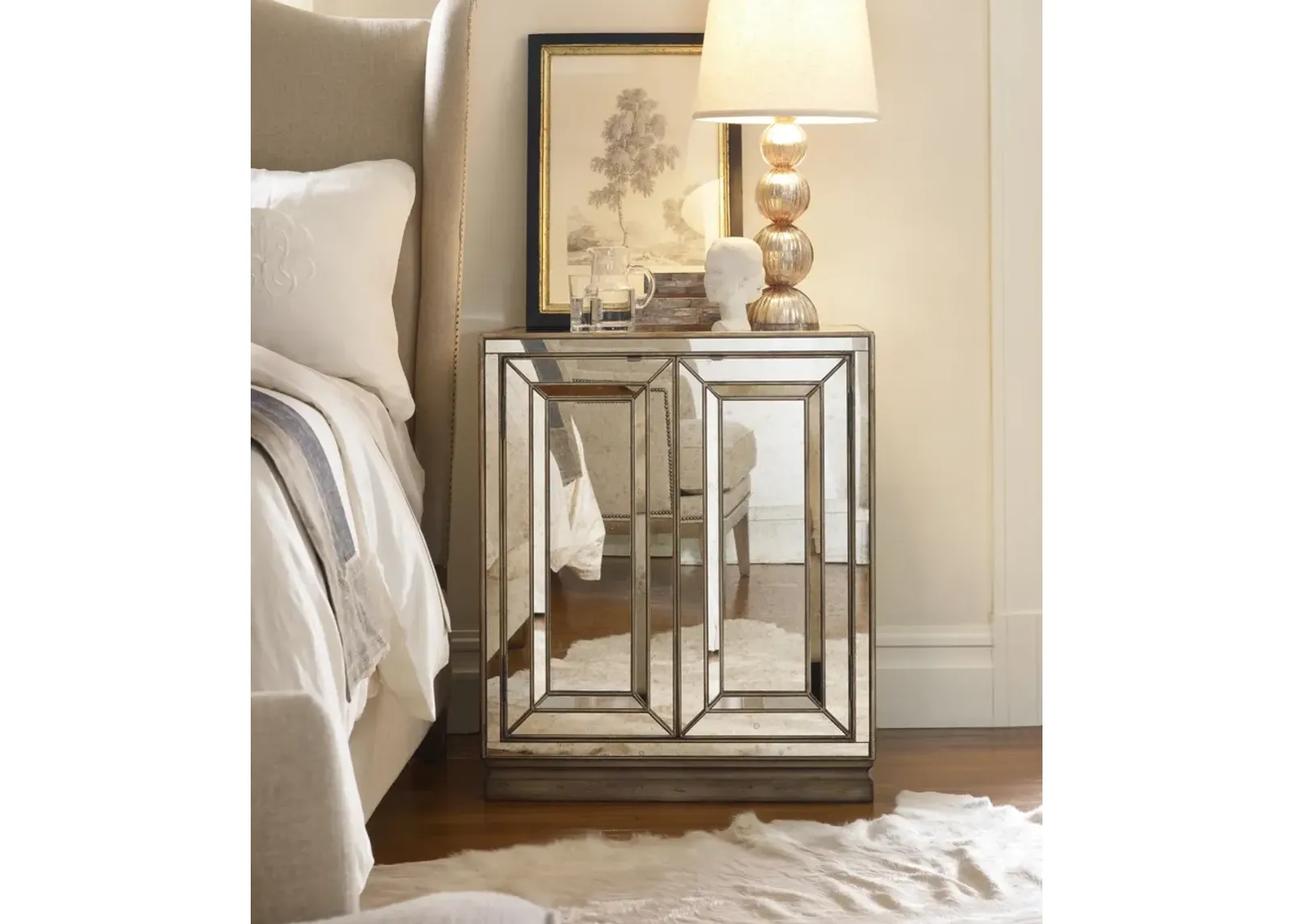 Hooker Furniture Sanctuary 2-Door Mirrored Nightstand Visage