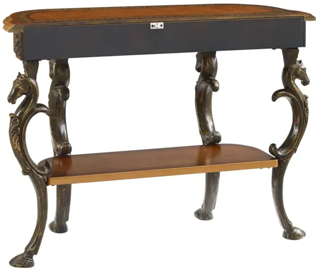 Powell Masterpiece Floral Demilune Console Table with Horse Head