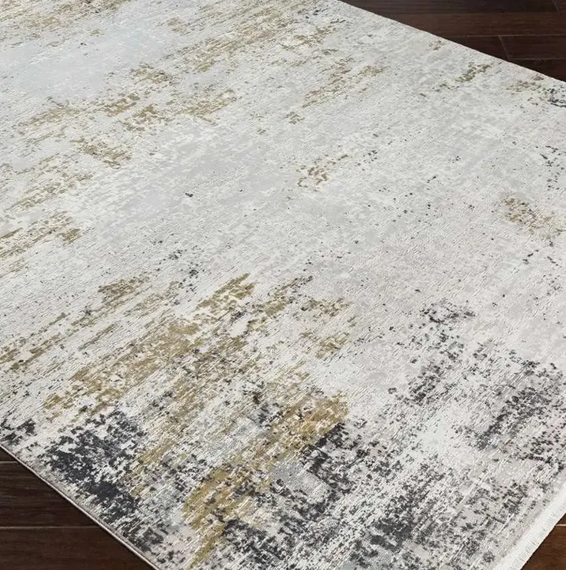 ULEN CHARCOAL/LIGHT GRAY/SAFFRON/WHITE 10 X13 AREA RUG