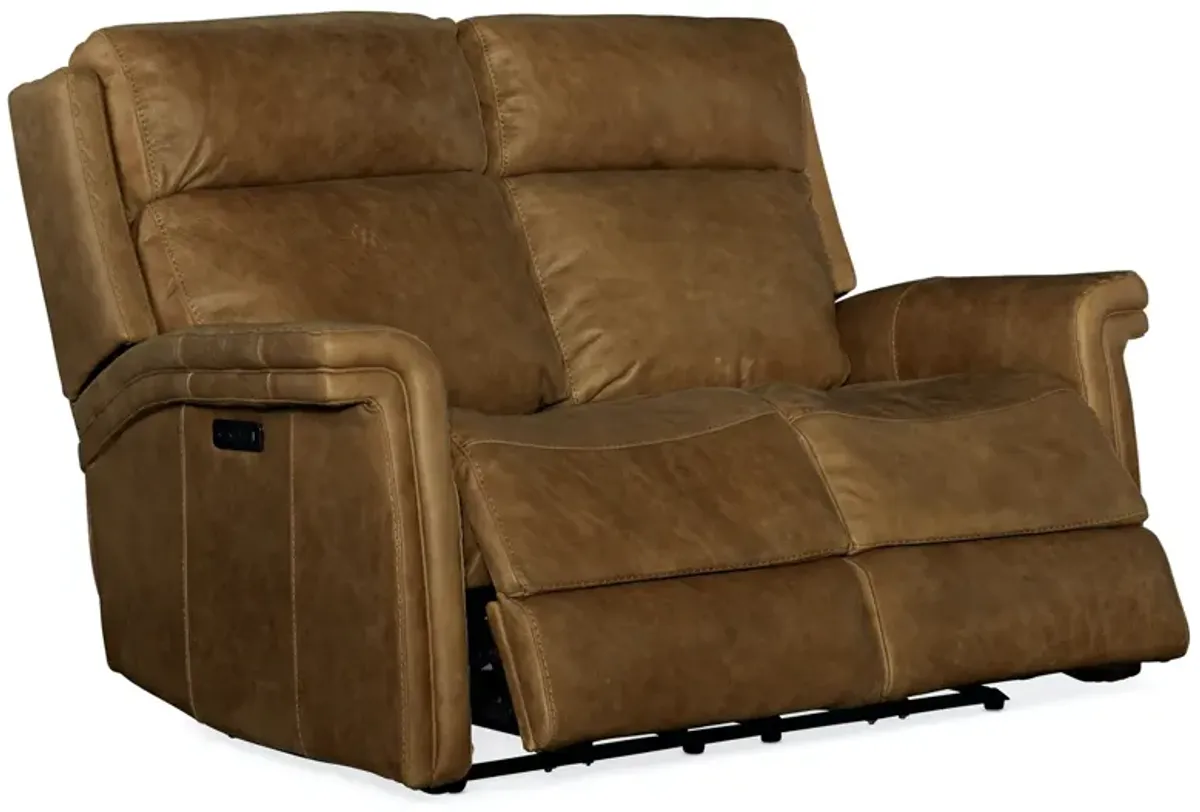 Hooker Furniture Poise Power Leather Recliner Leather Loveseat with Power Headrest