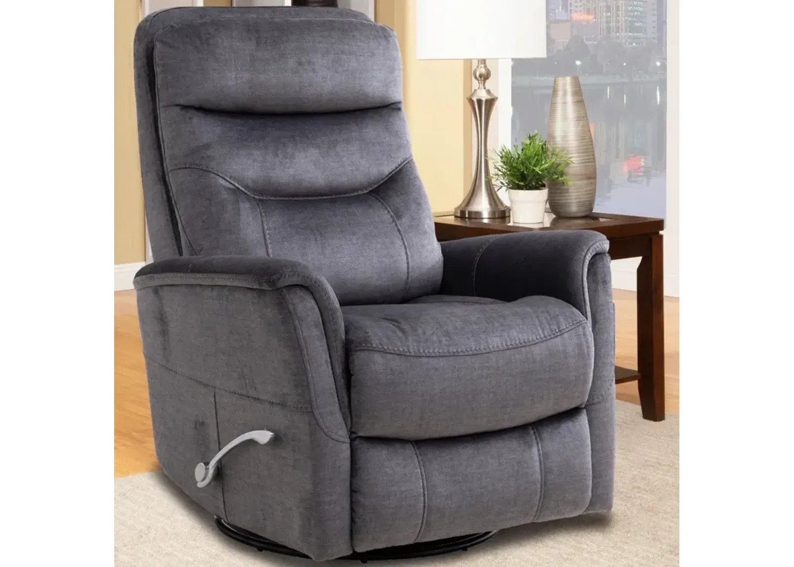 Parker House Gemini Capri Charcoal Manual Swivel Recliner