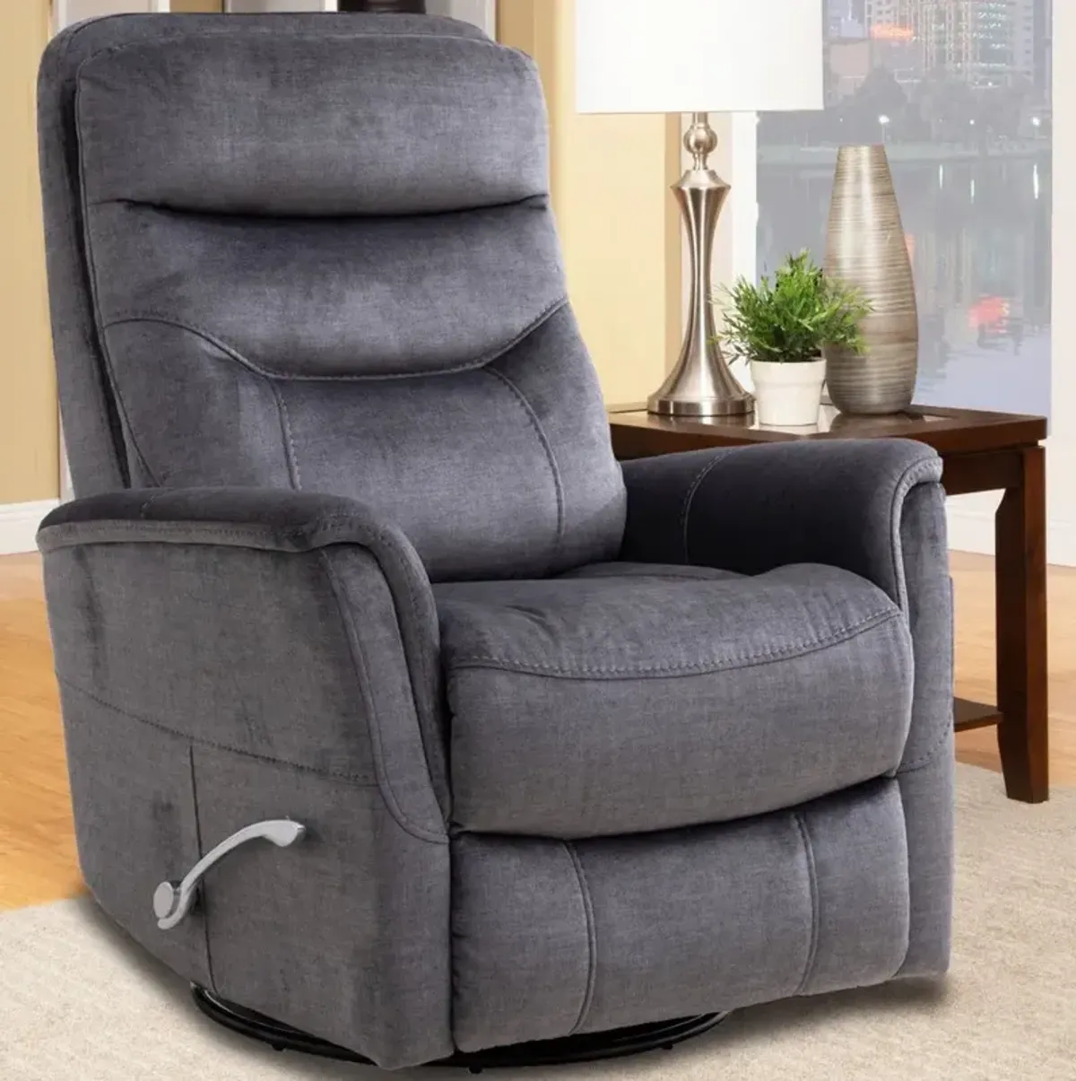 Parker House Gemini Capri Charcoal Manual Swivel Recliner