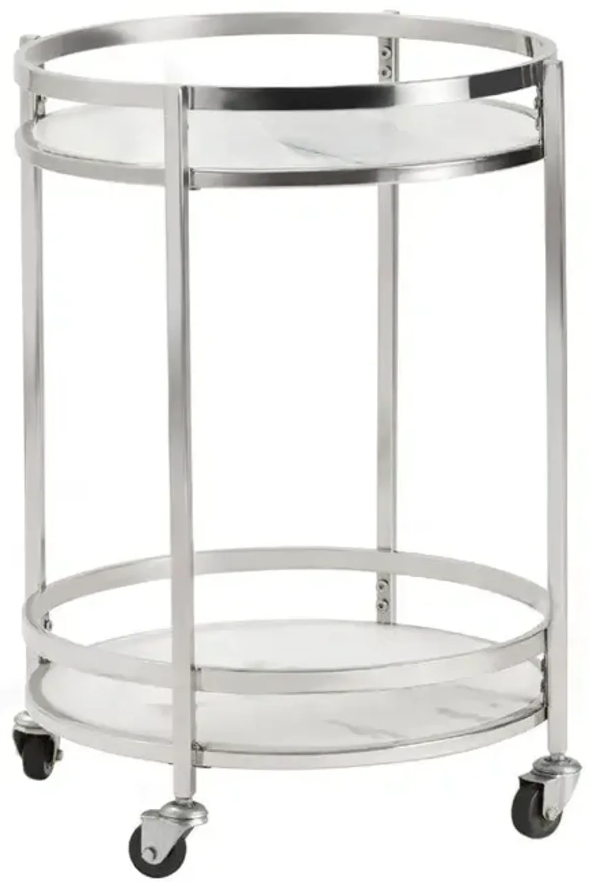 Crestview Hadley Stainless Steel/White Bar Cart