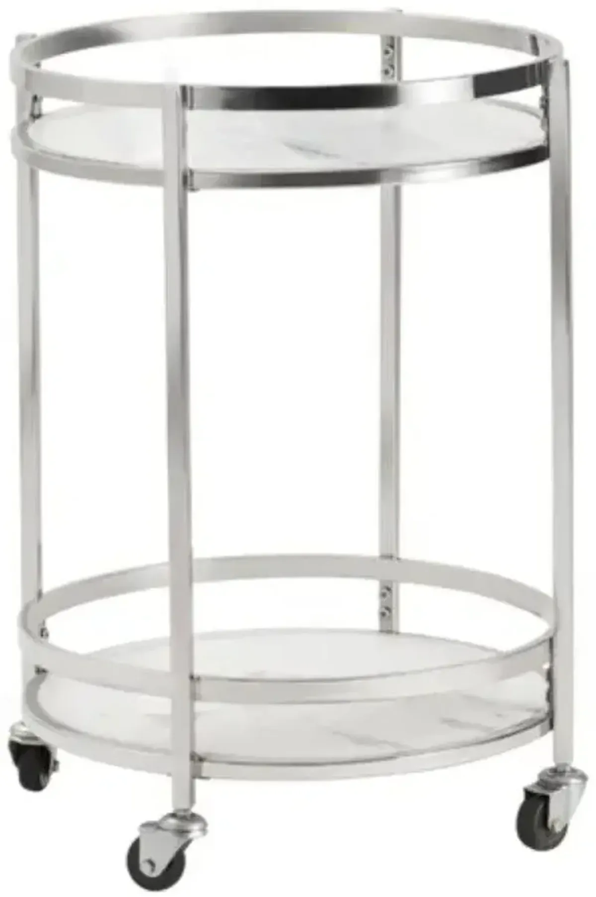 Crestview Hadley Stainless Steel/White Bar Cart