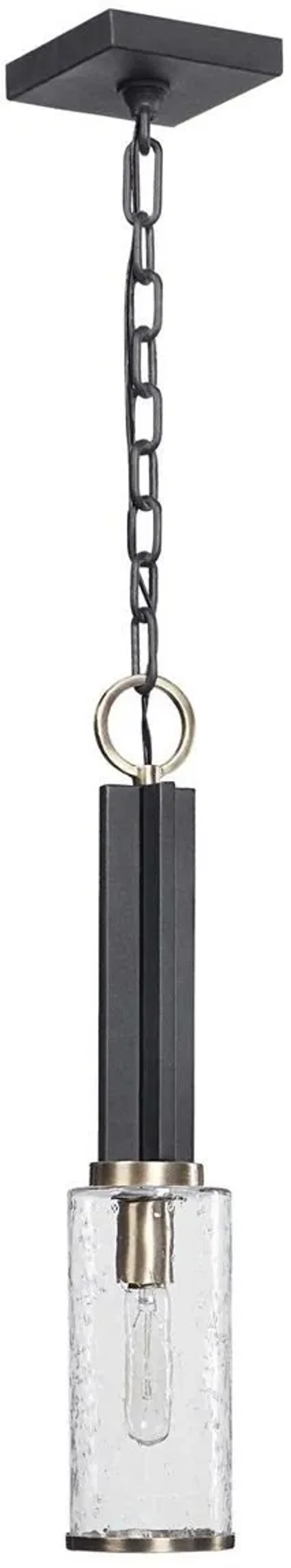 Uttermost Jarsdel Black/Antique Brass 1-Light Industrial Mini Pendant