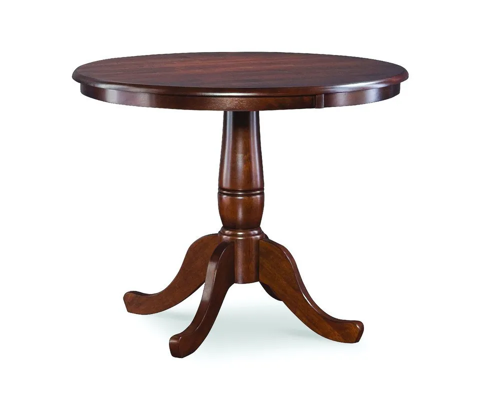 DINING ESSENTIALS 36 INCH ROUND TABLE TOP & 30 INCH TRADITIONAL PEDESTAL BASE IN ESPRESSO