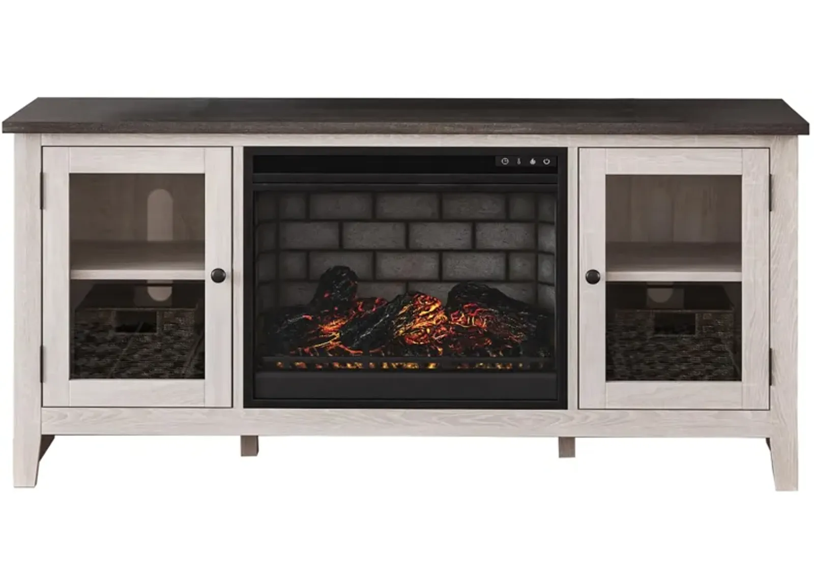 Ashley Dorrinson 60 Inch TV Stand with Electric Fireplace 5386 BTU/1500W Two-Tone