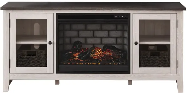 Ashley Dorrinson 60 Inch TV Stand with Electric Fireplace 5386 BTU/1500W Two-Tone