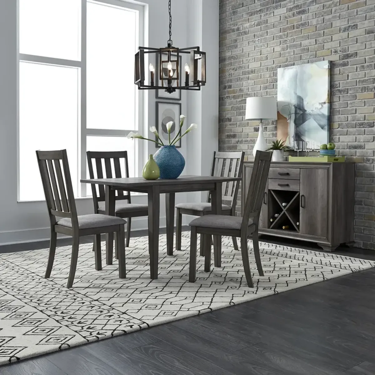 Liberty Furniture 5-Piece Greystone Drop Leaf Dining Table Set Tanners Creek