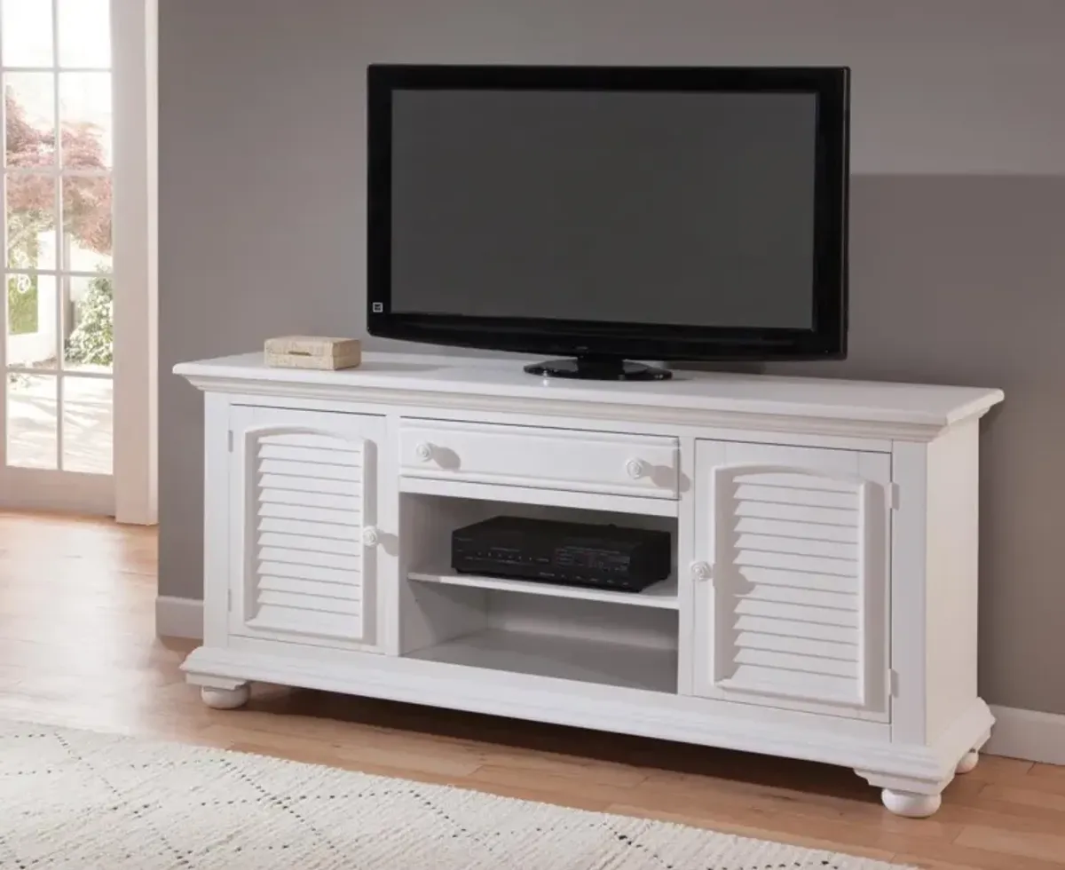 American Woodcrafters Cottage Traditions 72 Inch Clean White Cottage Finish Media Entertainment TV Stand