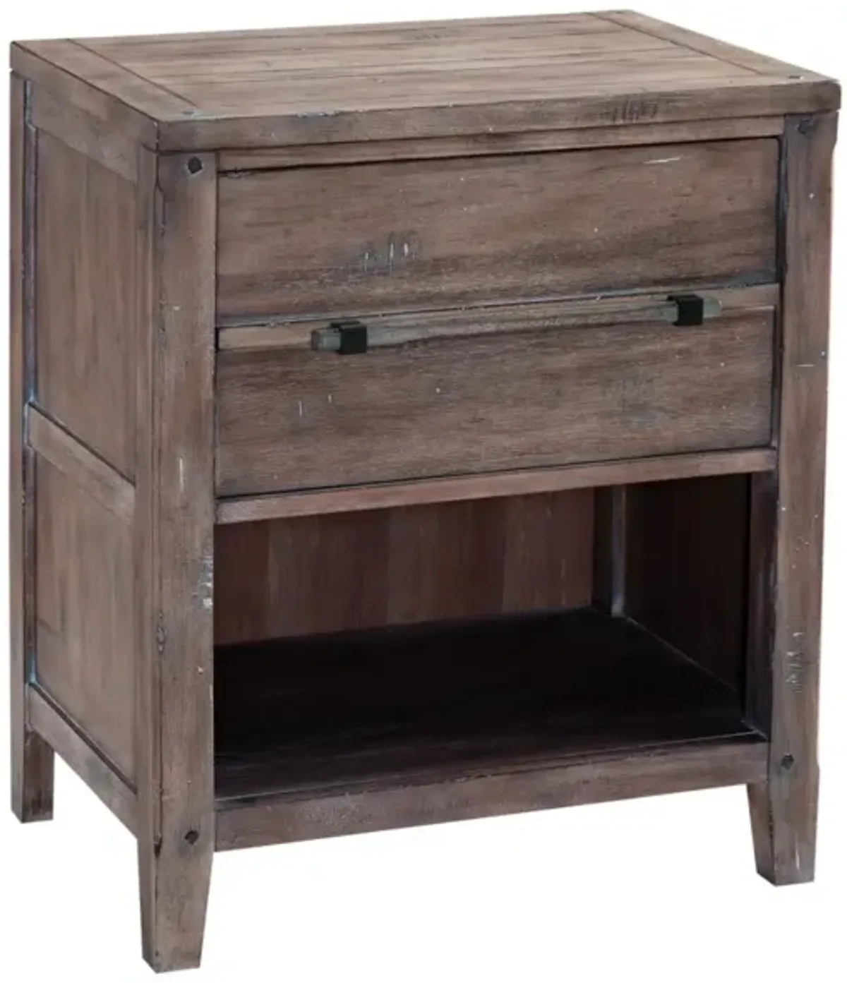 American Woodcrafters Complete Queen Bedroom Set Grey Panel Bed, Dresser, Mirror & Nightstand Weathered Grey Aurora