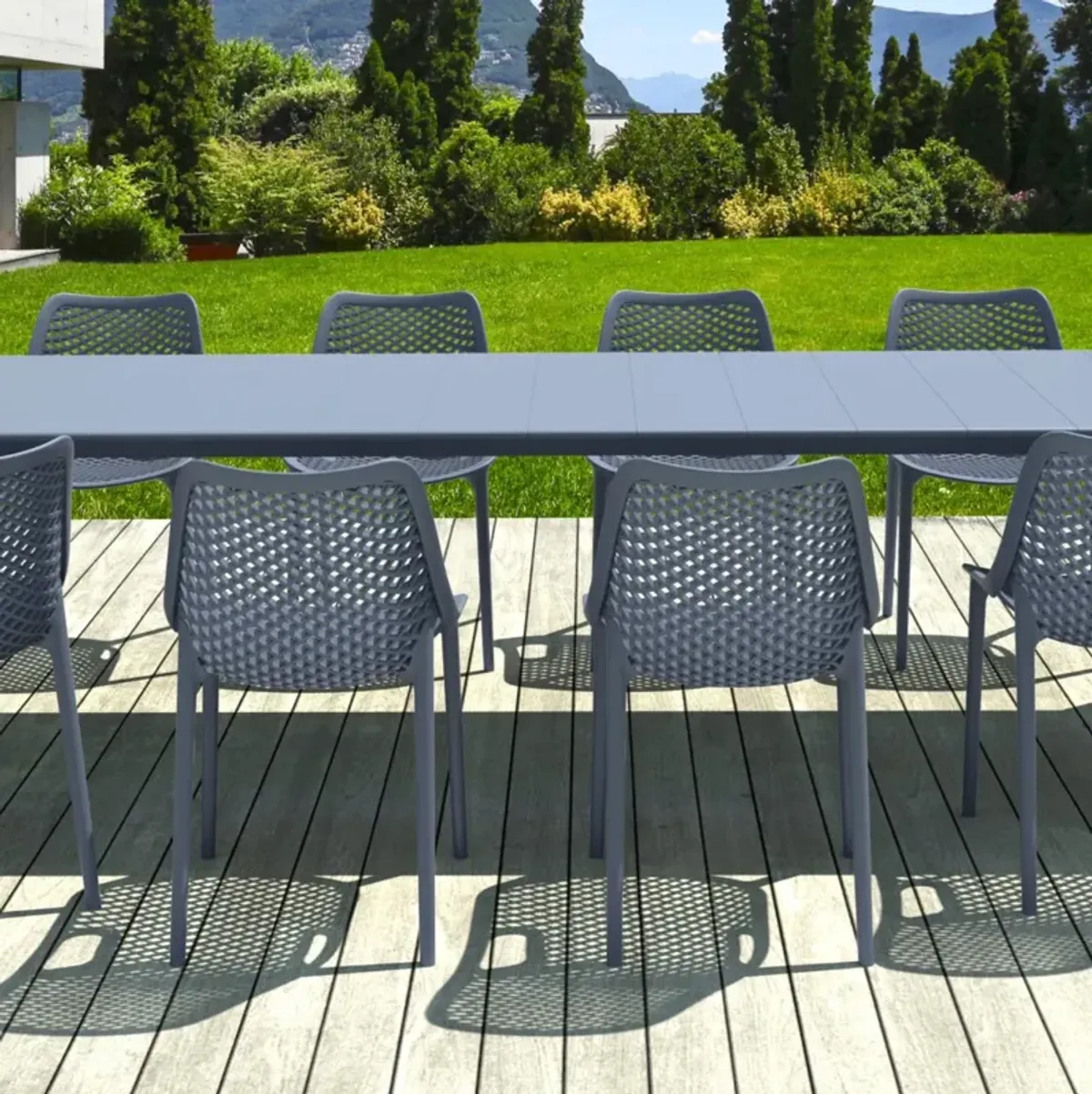 Compamia Air Extension Outdoor Dining Set 11-Piece Dark Gray