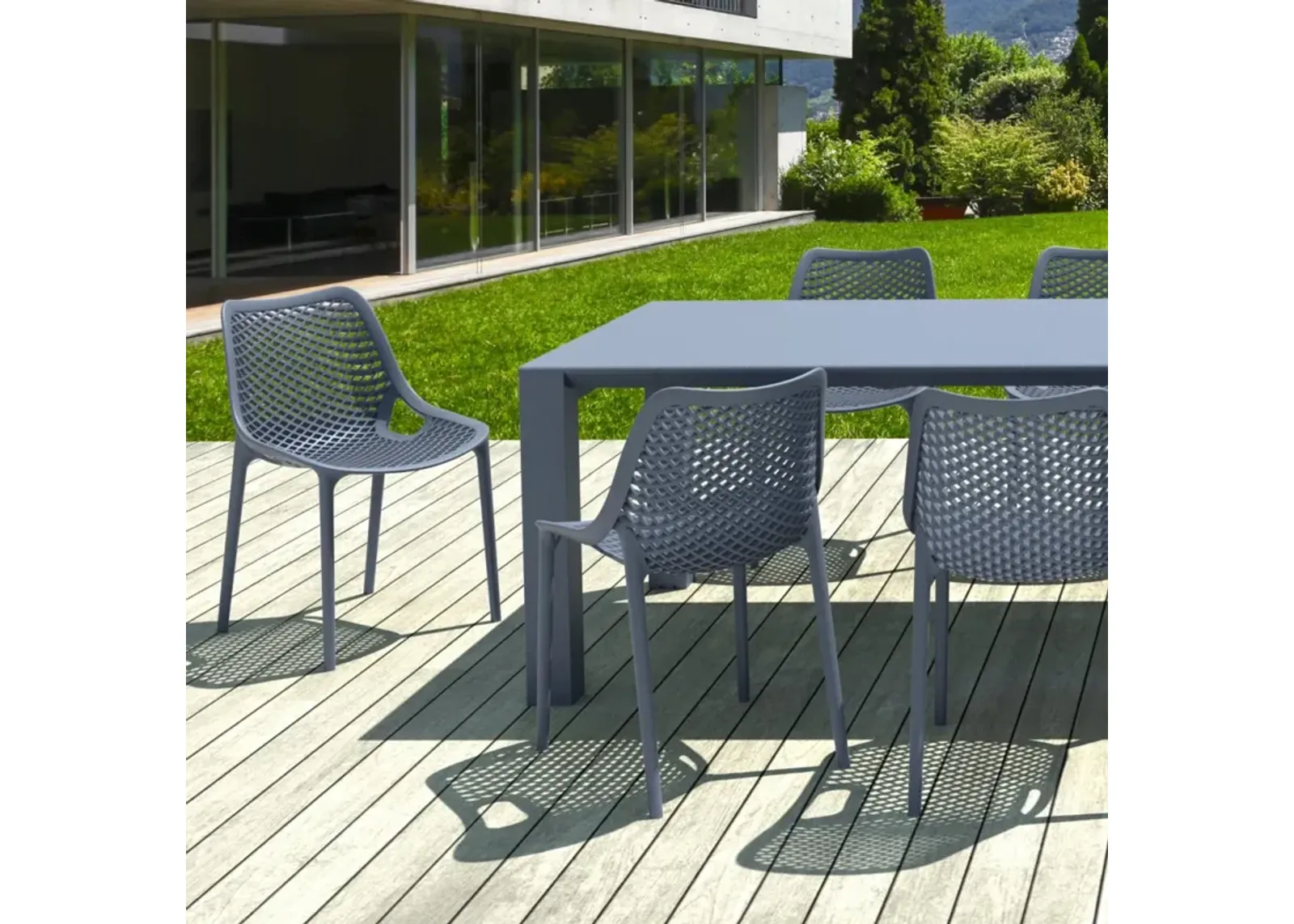 Compamia Air Extension Outdoor Dining Set 11-Piece Dark Gray