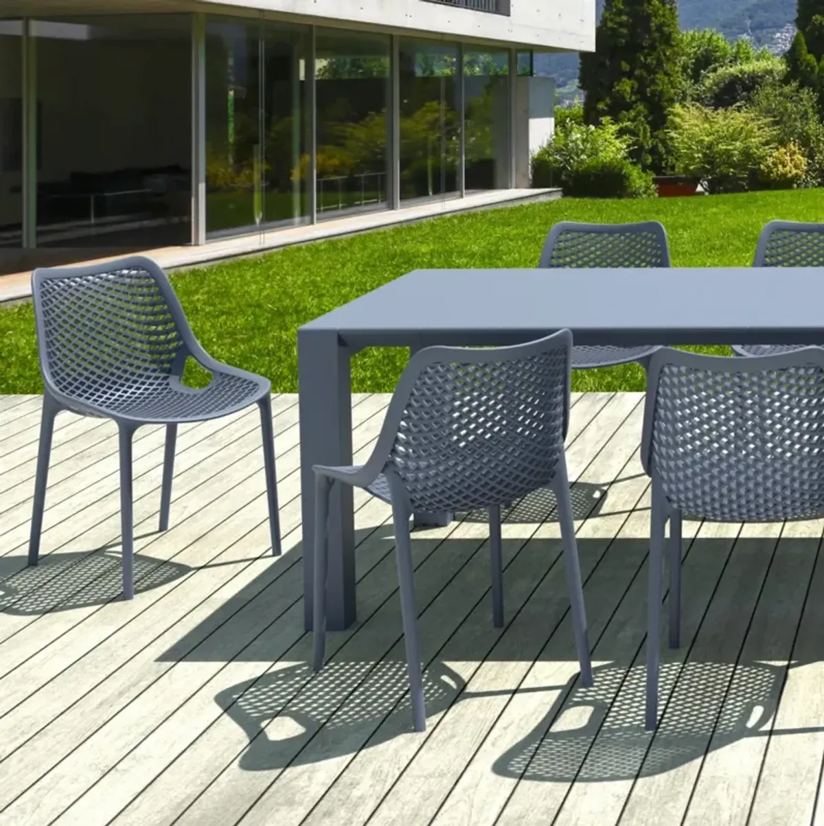 Compamia Air Extension Outdoor Dining Set 11-Piece Dark Gray