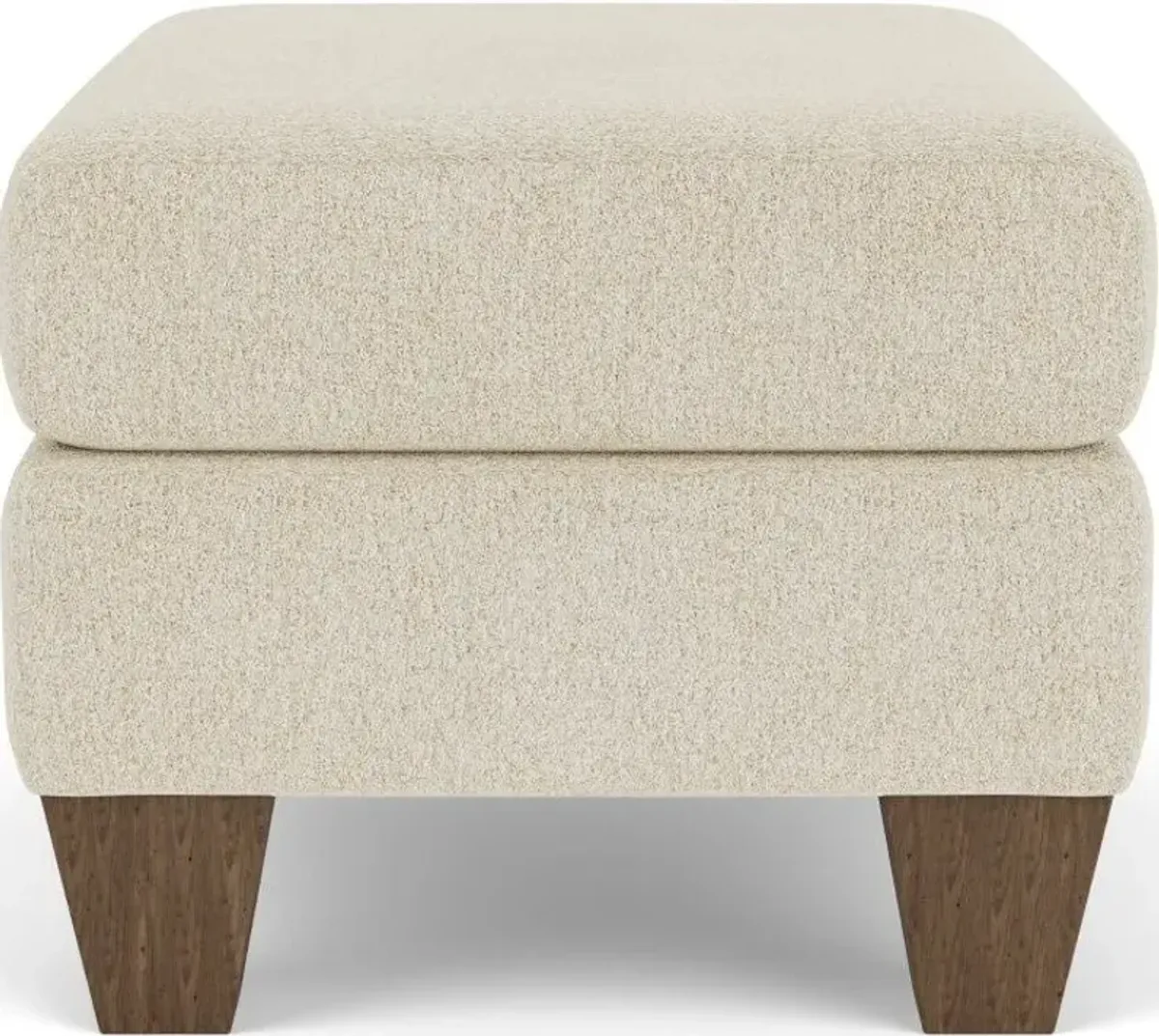 Flexsteel Moxy Shell Ottoman with Medium Brown Legs