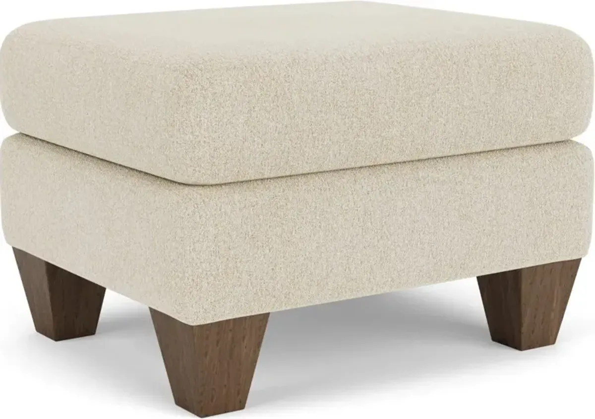 Flexsteel Moxy Shell Ottoman with Medium Brown Legs