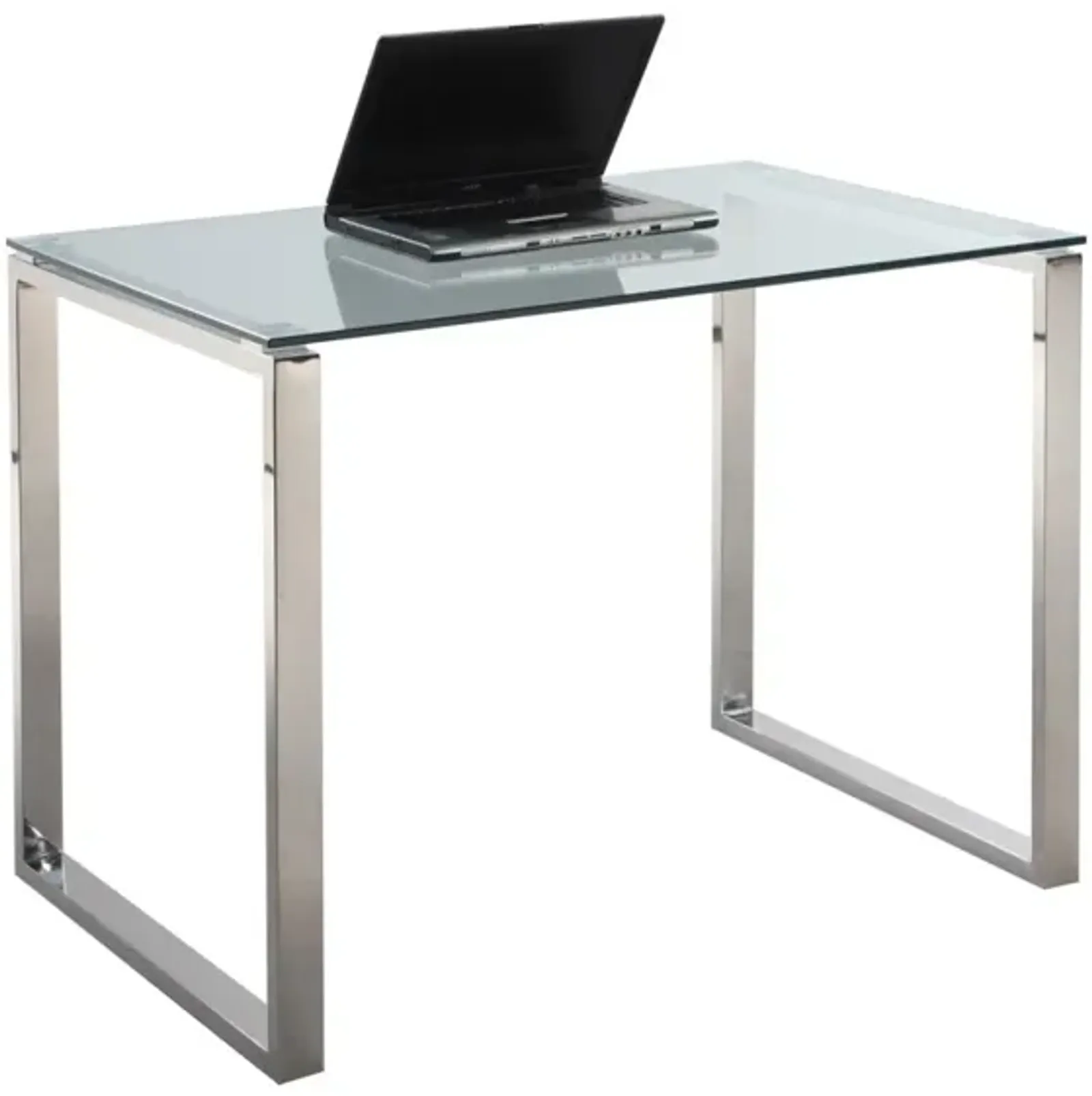 Chintaly Contemporary Small Desk with Glass Top