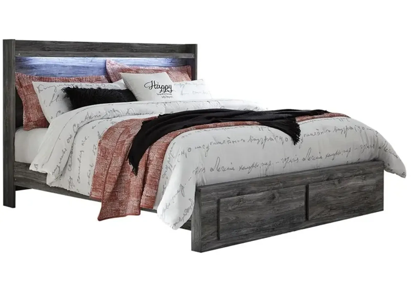 Ashley Baystorm Gray King Platform Bed with 2 Storage Drawers