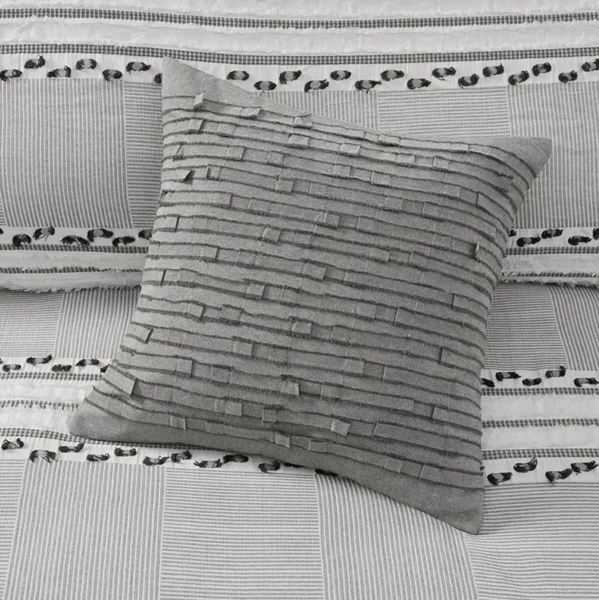 Olliix Ink+Ivy 20X20 Inch Taupe Kerala Cotton Square Pillow