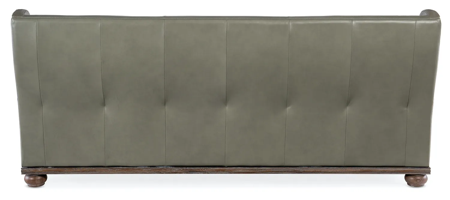 WILLIAM DERRICK GRAY LINEN STATIONARY LEATHER SOFA