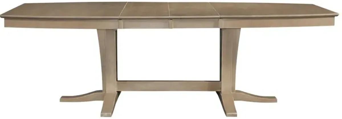 John Thomas Cosmopolitan Extension Table Top & Double Pedestal Base in Taupe Gray