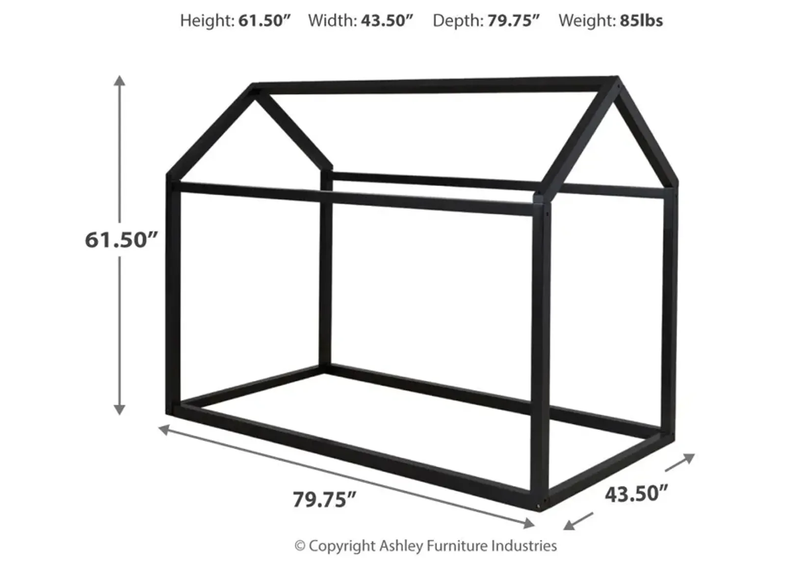 Ashley Kids/Teens Flannibrook Black Twin House Bed Frame