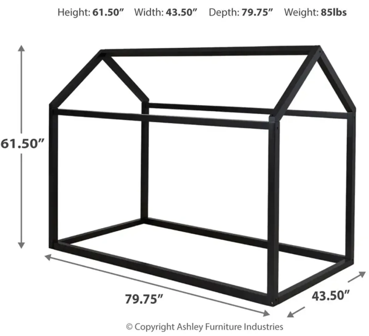 Ashley Kids/Teens Flannibrook Black Twin House Bed Frame