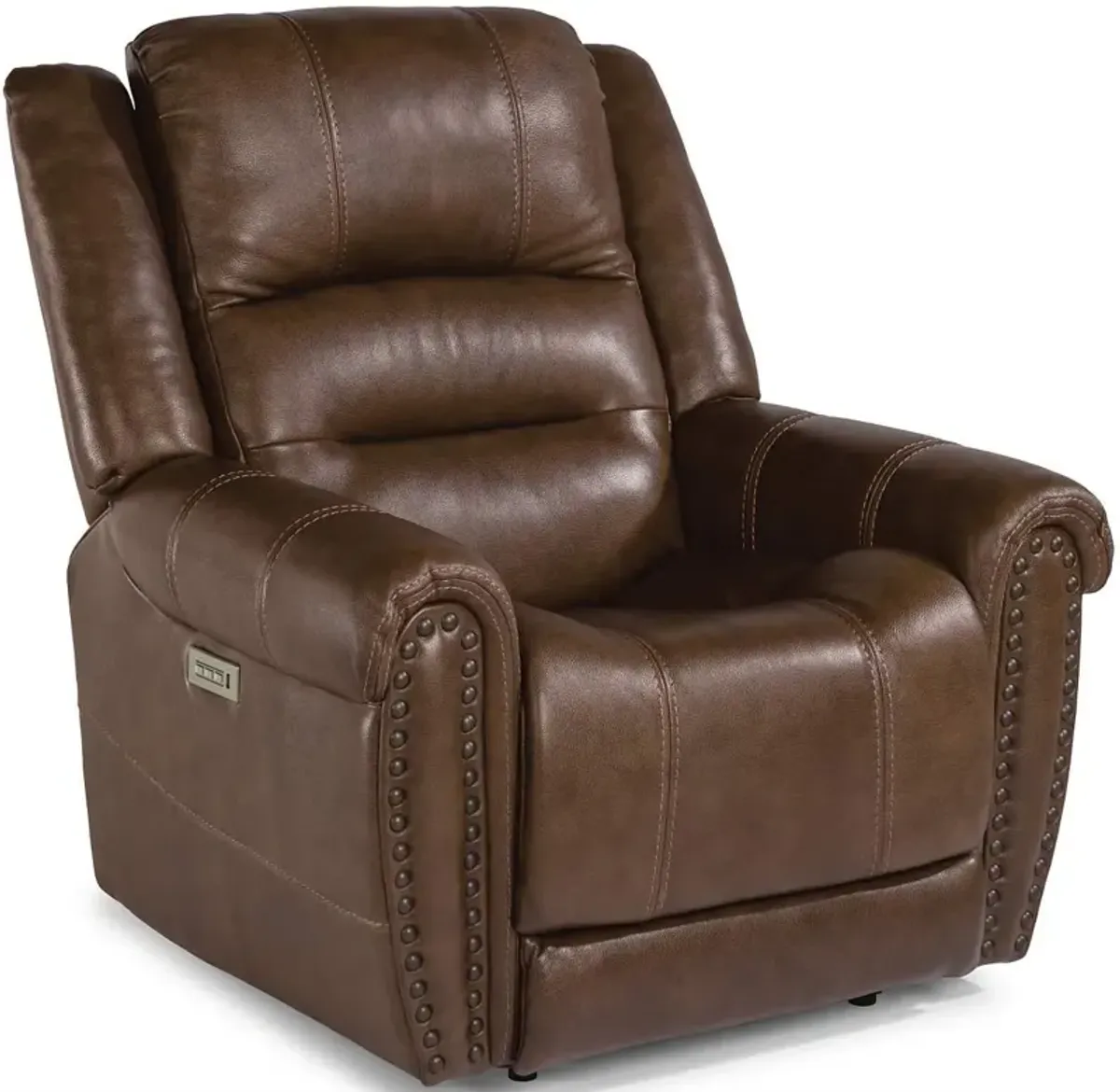 Flexsteel Oscar Brown Power Leather Recliner with Power Headrest