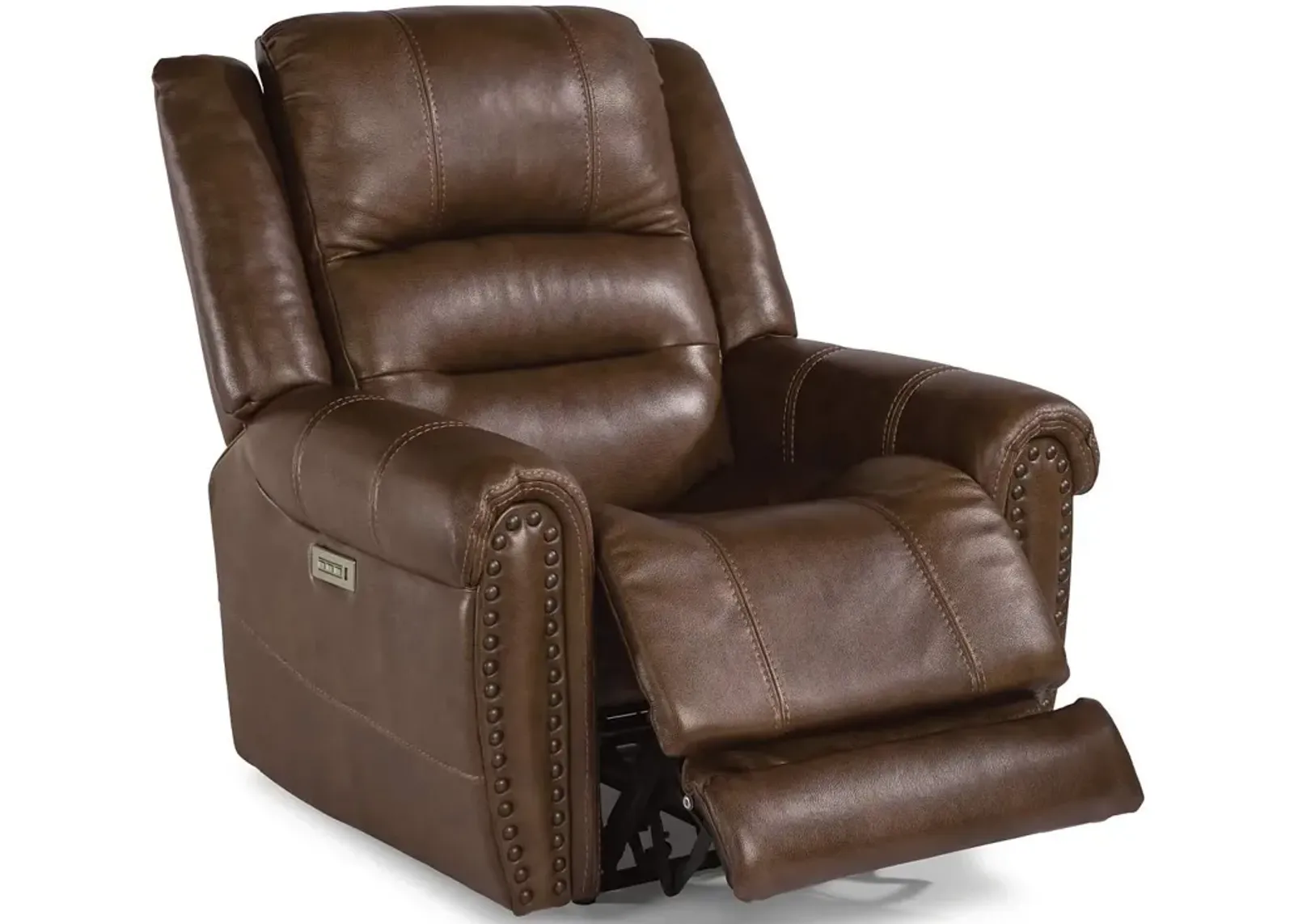 Flexsteel Oscar Brown Power Leather Recliner with Power Headrest