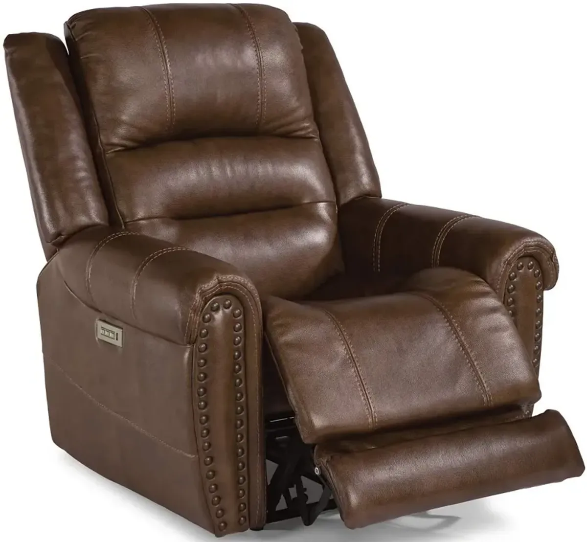 Flexsteel Oscar Brown Power Leather Recliner with Power Headrest