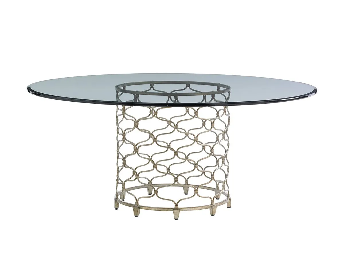 BOLLINGER ROUND DINING TABLE WITH 72 INCH GLASS TOP LAUREL CANYON