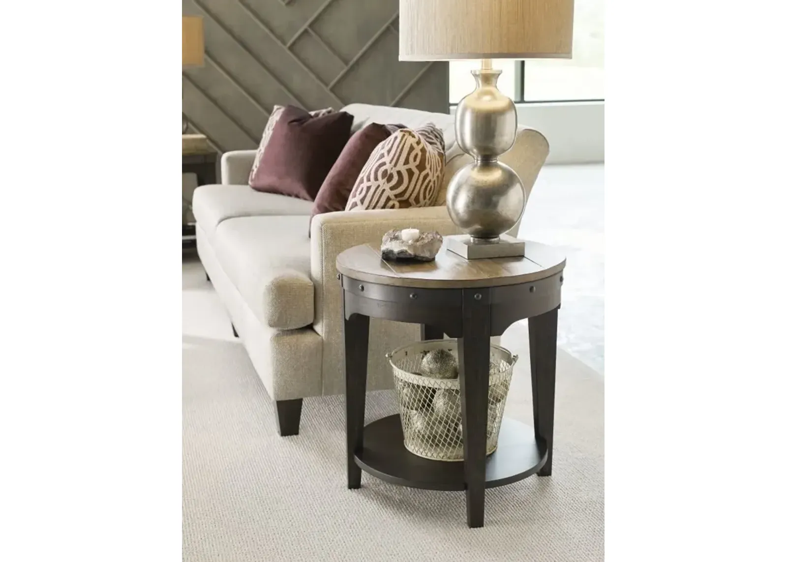 Kincaid Plank Road Artisans Round End Table in Charcoal