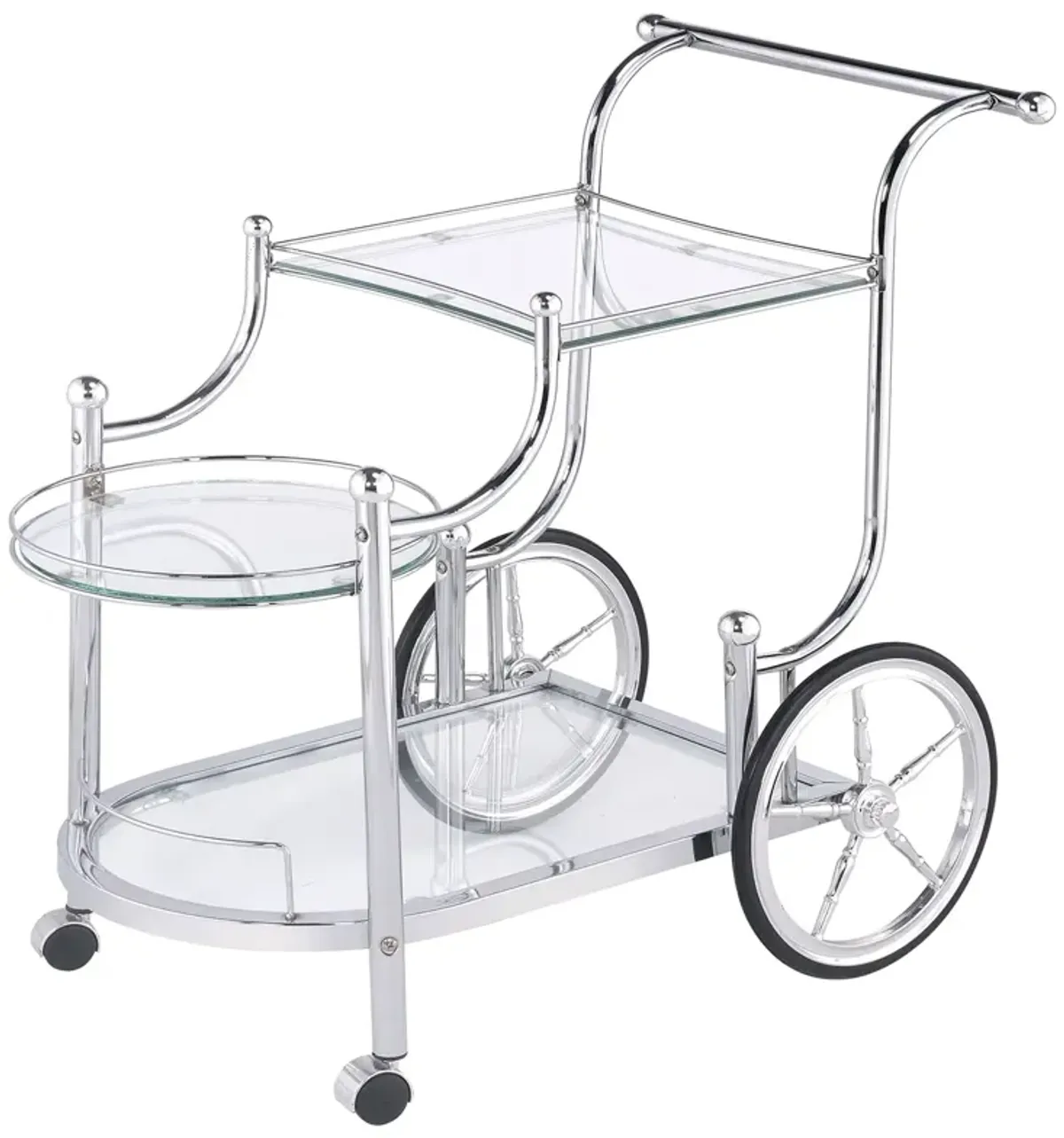 Coaster Sarandon 3-Tier Glass Shelf Metal Bar Cart Chrome
